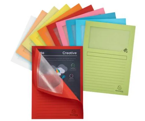 Exacompta 50450E (3130630504504) Fenstermappen DIN A4 160g farbl. sortiert 10Stk