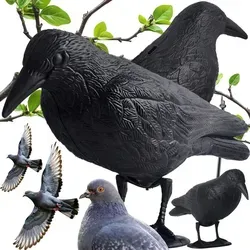 Vogelschreck | 35 cm | Vogelabwehr | Vogelscheuche | Taubenschreck | Rabe, Krähe Atrappe | für Balkon, Garten | Schwarz | Retoo