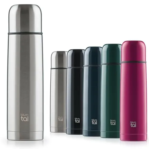 Blumtal® Thermosflasche 350 ml - Auslaufsichere Edelstahl-Isolierkanne - Diese robuste Thermosflasche aus rostfreiem Edelstahl hält Deine Getränke lange heiß oder kalt. Mit praktischem Quick-Press Verschluss für 100 % Auslaufsicherheit – ideal für unterwegs!