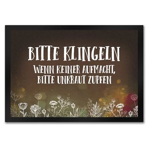 trendaffe - Bitte klingeln - Unkraut Fußmatte mit Blumen Motiv