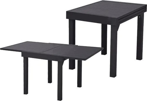 Ausziehtisch ELENA - Aluminium grau 130cm - Moderner Gartentisch in Holzoptik, aus robustem Aluminium, ideal für Garten und Terrasse. Langlebig und wetterfest, perfekt für gesellige Runden.