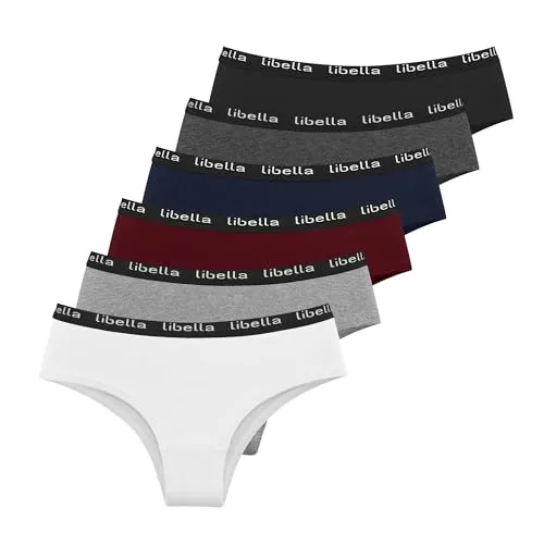 Libella Slips Damen Baumwolle,6er Pack Hipster Panties Damen Unterwäsche Bequeme Unterhosen Damen 3411 MU S