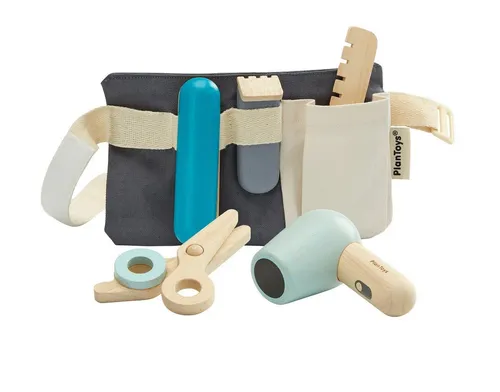 Plantoys Spielzeug-Frisierkoffer Friseur Set - Frisier-Set für kreative Kinder, inklusive Schere, Haartrockner und mehr. Fördert die Fantasie und ist umweltfreundlich aus nachhaltigem Holz gefertigt.