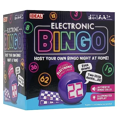Ideal Elektronisches Bingo: Spaß für die ganze Familie - Bingo-Spiel für 3+ Spieler ab 8 Jahren, tragbar und einfach zu bedienen mit automatischem Kartendaubing für endlosen Spielspaß.