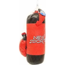 New Sports Boxsack + Boxhandschuhe für Kinder - Spielware: Boxsack und Boxhandschuhe für Kinder ab 5 Jahren, ideal für das Training von Koordination und Fitness. Boxsack aus Baumwolle, leicht und handlich.