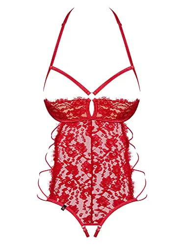 Obsessive Body Ouvert-Body in rot transparent mit Spitze S/M - Sexy Kleidung & Dessous, verführerischer Ouvert-Body aus transparentem Material mit ansprechender Spitze für einen aufregenden Look.