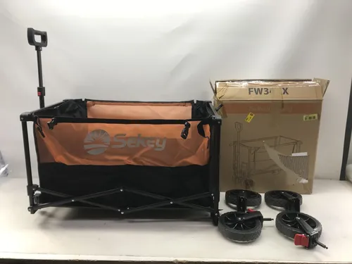 Sekey XXL Bollerwagen Faltbar mit Bremsen 150KG Belastbar - Handwagen mit 160L Kapazität, ideal für Strand, Camping und Einkaufen. Robuste Konstruktion und federnd verstellbarer Handgriff für müheloses Manövrieren.