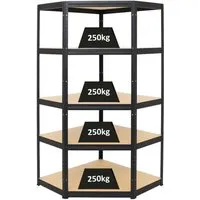 PROREGAL® Eckregal Slim Elephant 180x90x45cm - Eckregal mit 5 verstellbaren Fachböden, hohe Traglast von 250kg pro Ebene, ideal für Werkstatt oder Garage, einfache Steckmontage ohne Werkzeug.
