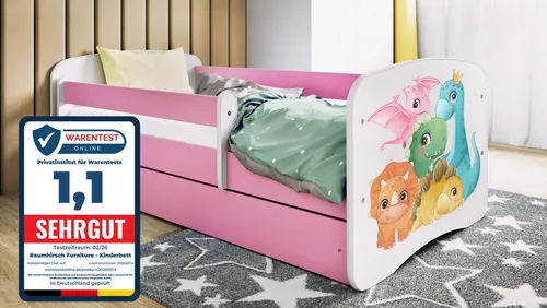 Raumhirsch Kinderbett Dino, Rosa, 70x140 cm in pink von Raumhirsch Furniture