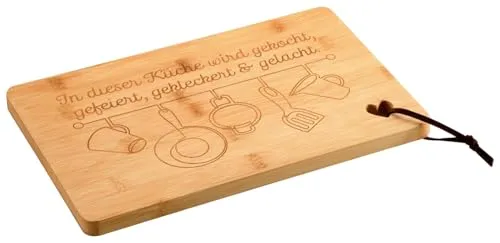 KESPER | Schneid- und Servierbrett mit Herz, Material: Bambus, Maße: 31,5 x 20,5 x 1,5 cm, Motiv: Küche, Farbe: Braun | 58391