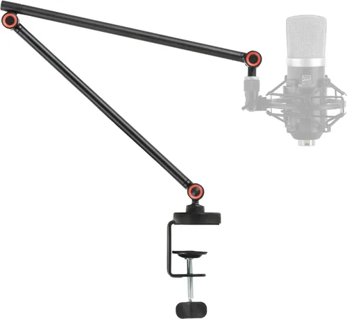 Pronomic MA-161 BK Mikrofonarm Stativ - Mikrofonstativ mit robuster Aluminium- und Stahlkonstruktion, 72 cm Armlänge und flexiblen Doppelgelenkarmen für optimale Positionierung.