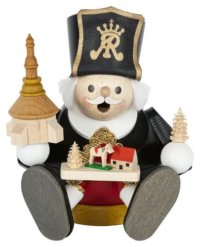 Richard Glaesser Räuchermännchen Bergmann mit Seiffener Kirche - Dekorative Sammlerstücke: Handgefertigtes Räuchermännchen aus dem Erzgebirge, Höhe 14 cm, bringt festliche Stimmung und Tradition in Ihr Zuhause.