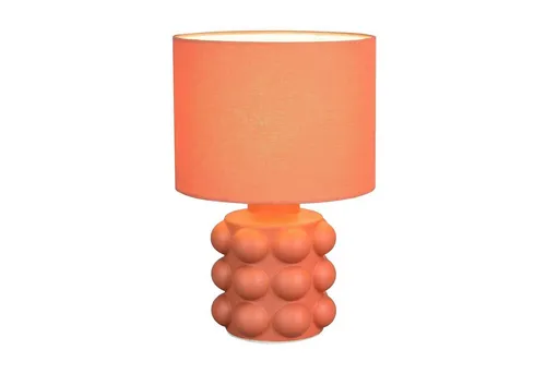 Reality Leuchten Tischleuchte KATE in Apricot – Elegante Keramiklampe mit Stoffschirm - Die stilvolle Tischleuchte KATE überzeugt mit ihrem Keramikfuß in Apricot und einem modernen Stoffschirm. Ideal für gemütliche Beleuchtung, benötigt sie ein E14-Leuchtmittel bis 40 Watt und lässt sich bequem über den Schnurschalter bedienen.