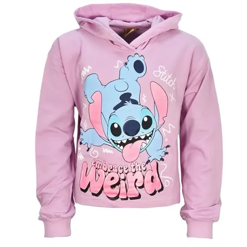 WS-Trend EplusM Stitch Mädchen Hoodie – Kapuzenpullover „Embrace The Weird“ – Gr. 134–176 – Offizielles Lizenzprodukt, Farbe: Rosa, Bekleidungsgröße: 170/176