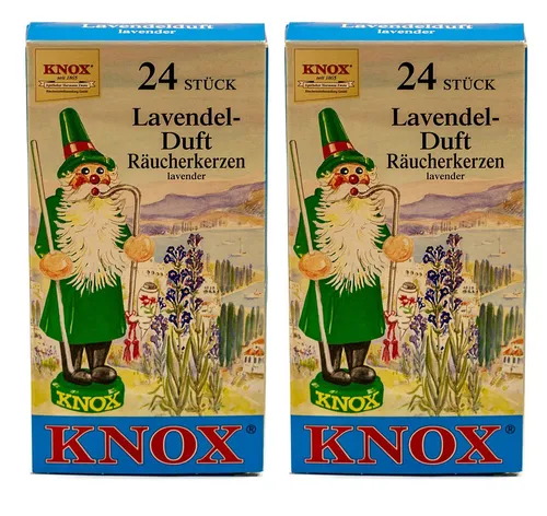 KNOX Duftkerze 2er Set: Lavendel, 48 Räucherkerzen der Größe M - Made in Germany