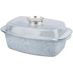 KlönBerg Bräter Bräter ideal zum Braten von Enten und Gänsen, Steinbeschichtung, Aluminiumguss, Aluminium, Keramik, Edelstahl (Multifunktional, geeignet zum Kochen, Braten und Backen!, 2-tlg., Es ist eine perfekte Geschenkidee für jeden Anlass), Innovative Aroma Knob-Griffe grau