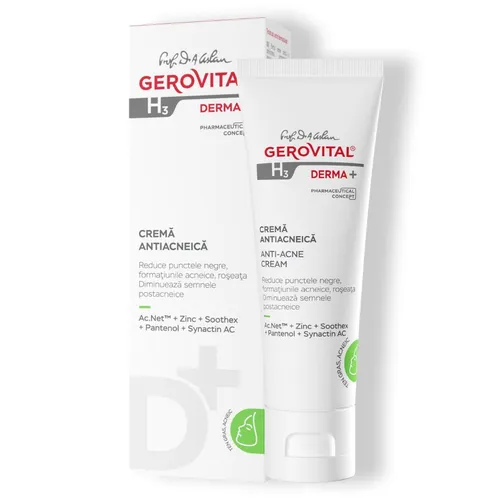 Gerovital H3 Derma+ Anti-Akne Creme mit Zink für fettige & unreine Haut, reduziert Pickel & Rötungen, talgregulierend, 50 ml