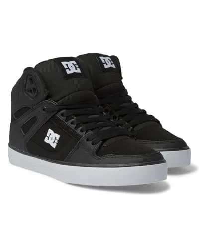 DC Shoes Herren Pure HIGH-TOP WC Schuh, Black/Black/White, 42 EU - Herren-Skateboardschuhe mit Leder- und Wildlederobermaterial, gepolsterter Zunge für Komfort und abriebfester Gummisohle für optimale Haltbarkeit.