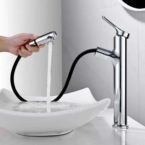 LuxusKollektion Einhebelmischer Wasserhahn mit Ausziehbrause 320mm – Chrom