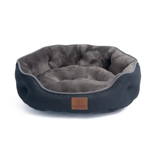 Orthopädisches Premium Hundebett & Katzenbett, 2-teilig - Grau - Hochwertiges, flauschig-weiches Hundebett und Katzenbett mit herausnehmbarem Wendekissen für optimalen Liegekomfort. Waschbar und mit Anti-Rutsch Beschichtung für mehr Sicherheit.