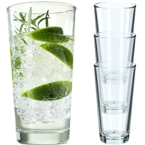 KADAX Trinkgläser, Cocktailgläser aus robustem Glas, Spülmaschinenfeste Longdrinkgläser, Universalgläser, Getränkegläser für Wasser, Saft, Drinks oder Whisky (4 x 340 ml)