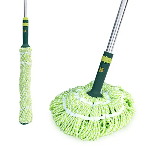 Pine-Sol Mikrofaser-Mop, selbstauswringend, einfaches Zusammendrücken, Dreh-Design für Nasswischen, Haushaltsreinigungswerkzeug für Fliesen, Linoleum, Laminatböden, ausziehbarer Metallgriff
