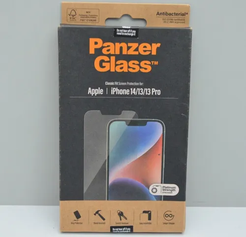 PanzerGlass Classic Fit Antibakteriell Hart Schutzglas für iPhone 14/13/13 Pro
