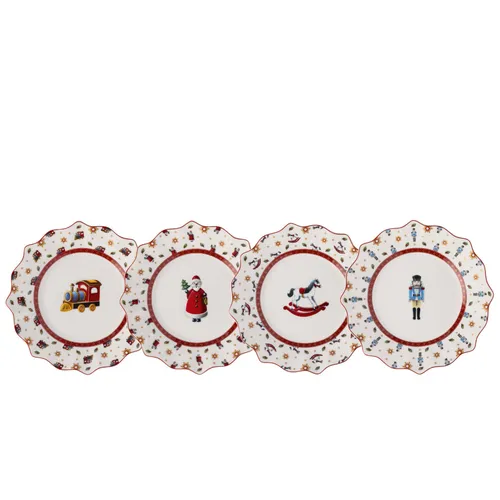 Villeroy & Boch Jubiläums-Teller Set 4tlg. - Teller Set für Sammler: Exklusive 4-tlg. Toy’s Delight Jubiläumskollektion mit nostalgischen Weihnachtsmotiven, spülmaschinenfest und perfekt für festliche Anlässe.