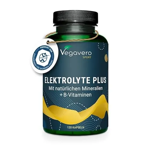 Elektrolyte Plus 1872 mg | Magnesium, Calcium, Kalium, Natrium, Chlorid + B Vitamine | Natürliche Quellen: ConcenTrace & Aquamin | Vegan & ohne Zusätze | Vegavero | 120 Kapseln