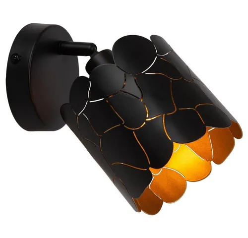 Lucide Wandleuchte Wandleuchte Almelo in Schwarz-matt und Gold-matt E14