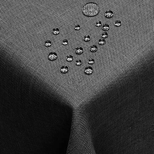 DecoHomeTextil Tischdecke in Leinen Optik - Eckig 160 x 400 cm - Hochwertige Tischdecke in Grau Anthrazit mit Lotus Effekt für einfache Reinigung. Pflegeleicht und ideal für jeden Anlass - verwandeln Sie Ihren Tisch in einen stilvollen Blickfang!