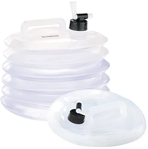 Semptec Urban Survival Technology Faltkanister: Faltbarer Wasserkanister mit Zapfhahn, 10 l, rund, lebensmittelecht (lebensmittelechte Wasserbehälter, Camping-Kanister faltbar, Trinkflasche)