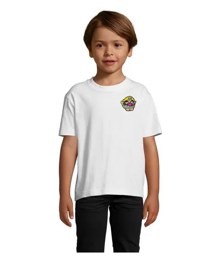 Blondie & Brownie T-Shirt WarioPatch Kinder T Shirt Gaming Motiv Baumwolle Freizeitlook Alltage (Einzelshirt, Einzelartikel) Wario Patch K Tee Retro Pixel Kids