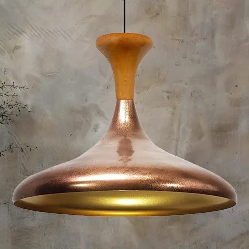 bamyum Champion Pendelleuchte aus Holz - Moderne Hängelampe für Esstische - Skandinavische Pendellampe aus Metall (E27), 35 cm Durchmesser, ideal für Wohnzimmer und Küchen. Bietet individuelle Lichtstärke und einfache Installation. Perfekt für stilvolle Akzente!