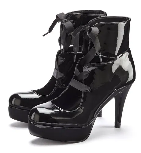 LASCANA Belle Affaire High-Heel-Sandalette mit Plateau - Wanderschuhe in sexy Lackoptik mit 11 cm Absatzhöhe. Obermaterial und Futter aus hochwertigem Lederimitat, ideal für einen stilvollen Auftritt.
