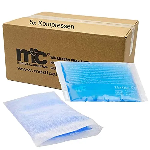 Medicalcorner24® Kalt Warm Kompressen mit Vliesstoffhüllen, Gel, 7,5 cm x 13 cm - 5 Stück