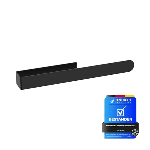 Ibergrif Handtuchhalter ohne Bohren, 37CM 304 Edelstahl Handtuchstange zum Kleben für Bad & Küche, Schwarz