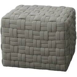 SVITA Hocker POPPY - Eleganter Sitzhocker mit geflochtenem Muster - Sitzhocker in Grau, ideal als Beistelltisch oder Couchtisch. Gepolsterte Sitzfläche und modernes Design sorgen für Komfort und Stil in jedem Raum.