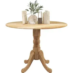 COSTWAY Esstisch, runder Küchentisch aus Massivholz, Esszimmertisch für 4 Personen, Holztisch für Küche und Esszimmer, 100 x 100 x 73 cm (Natur) - Naturbelassen