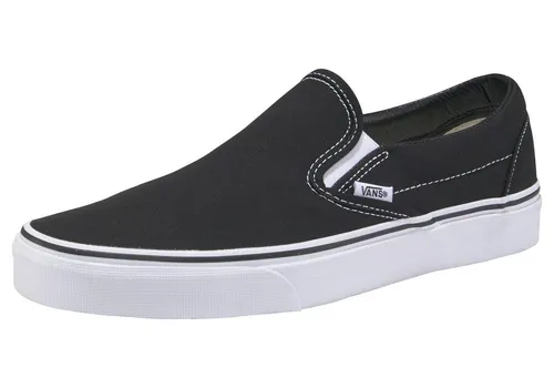 Vans Slip-On Classic in Schwarz, Größe 43 - Sneaker mit elastischem Einsatz für einfaches An- und Ausziehen, gepolstertem Schaft und leichter vulkanisierter Sohle. Ideal für stilvolle Bequemlichkeit!