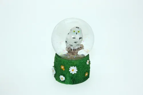 Glitzerkugel Schnee Eule H 6,5 cm Tier Schnee Miniatur Schüttel Glas Kugel