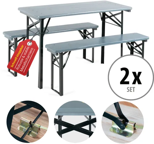 Stagecaptain Hirschgarten Bierzeltgarnitur für Balkon 117 cm Grau