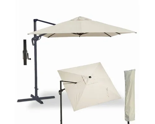 Liadomo Ampelschirm Pineto, Standschirm, Sonnenschirm, Sonnenschutz, mit Sockelkreuz, LxB: 300x300 cm, Schirm-Set, Gartenschirm, Pendelschirm, für Balkon, Terrasse & Garten, inkl. Schutzhülle