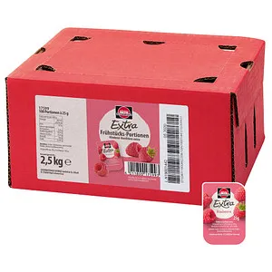 SCHWARTAU Extra Himbeere Konfitüre 100 St. - sonstige Speisen, fruchtige Konfitüre mit 45% Fruchtanteil in praktischen Portionsschälchen - ideal für Buffets und unterwegs