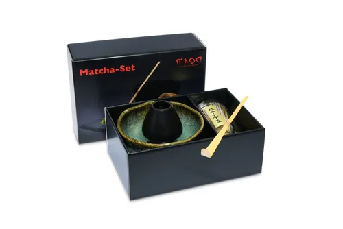 MAOCI Premium Matcha Set mit Teeschale in Mint - Das MAOCI Premium Matcha Set enthält eine stilvolle Matchaschale, einen Besen und einen Löffel. Perfekt für die Zubereitung von Matcha-Tee in hochwertiger Keramik, ideal für Teeliebhaber.