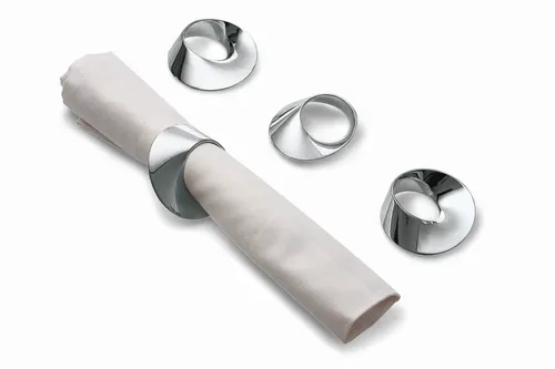 Philippi Design Swirl Serviettenringe 4er Set in silber von Philippi