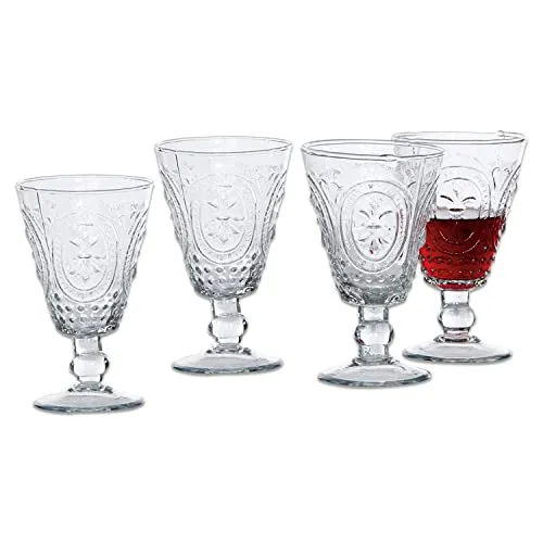 LOBERON Weingläser 4er Set Sarton - Wassergläser mit dekorativem Reliefmuster, mundgeblasen und robust. Ideal für stilvolle Anlässe und lange Haltbarkeit durch nachhaltige Materialien.
