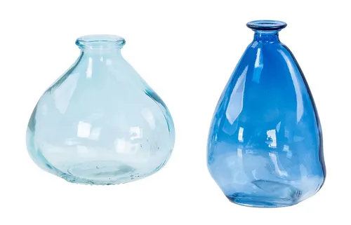 Levandeo® Dekovase, 2er Set Mini Vase Blau Transparent Glas Dekovase Blumenvase Tischdeko