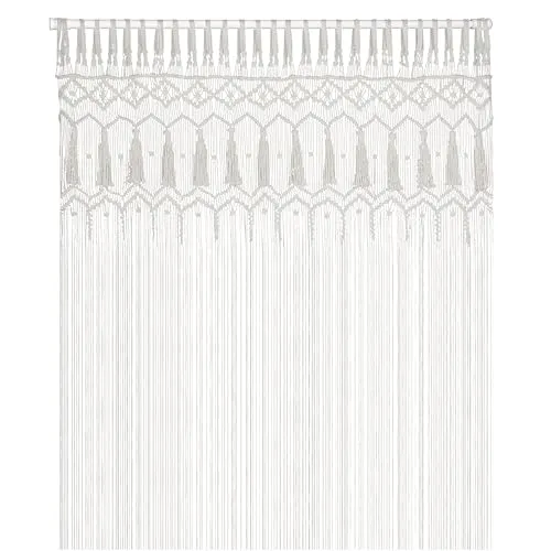 Cozyor Makramee Boho Vorhang 132x200cm - Schiebevorhänge, handgemacht aus 100% natürlicher Baumwolle, ideal als Raumteiler oder Dekoration für Hochzeiten und Wohnzimmer. Schnelle Anbringung und individuell kürzbar.