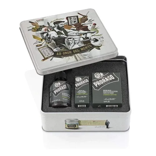 Proraso Bartpflege Trio Set, Cypress and Vetyver (3er Pack) - Rasier-Sets & Geschenkideen, enthält hochwertige Pflegeprodukte für einen weichen und gepflegten Bart.
